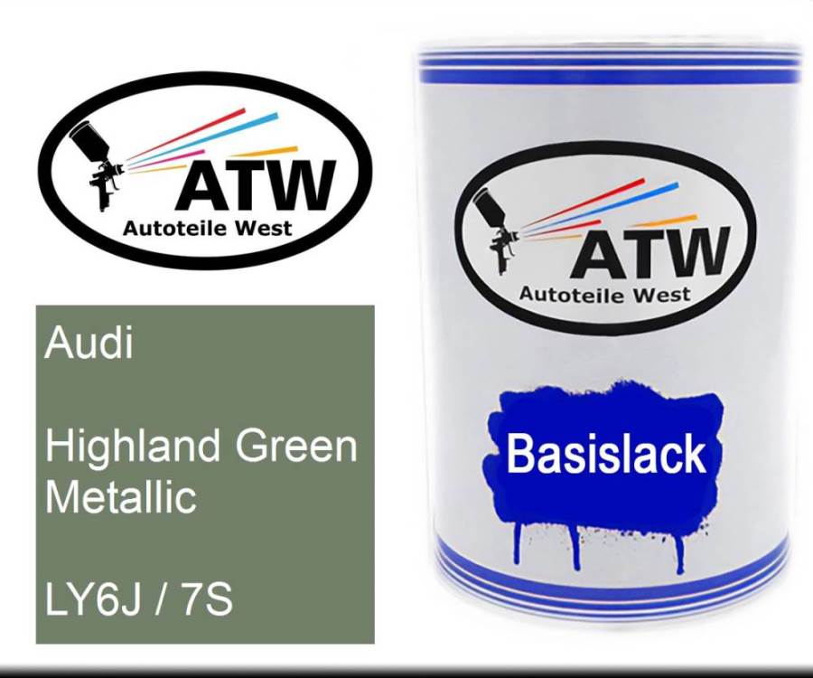 Audi, Highland Green Metallic, LY6J / 7S: 500ml Lackdose, von ATW Autoteile West.